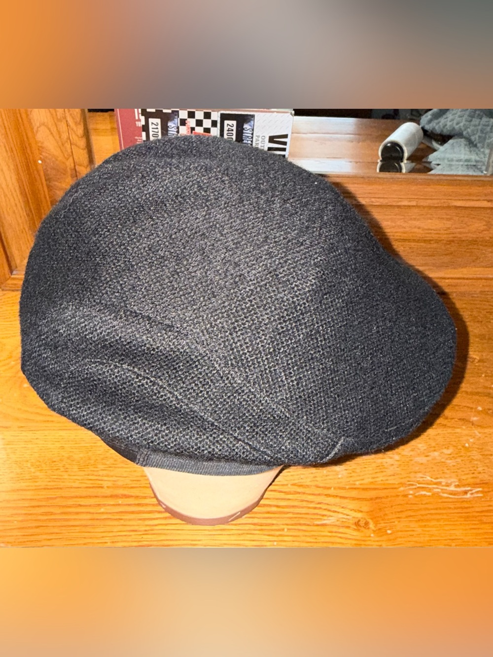 Goorin Bros Black Flat Cap Tweed with Red Lining Size Small